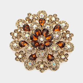 Oversized Flower Crystal Pave Pin Brooch