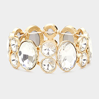 Oval Crystal Rhinestone Stretch Evening Bracelet