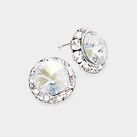 Rivoli Cut Genuine Crystal Round Stud Earrings