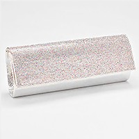 Crystal Cover Shimmery Evening Clutch Bag with Metal Chain Strap