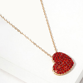 Crystal Paved Heart Pendant Necklace