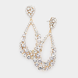 Crystal Bubble Cluster Teardrop Evening Earrings