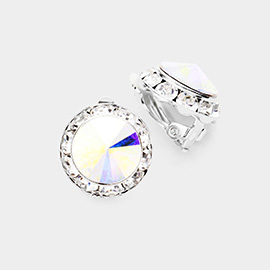 Rivoli Cut Genuine Crystal Clip on Earrings