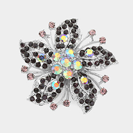 Crystal Rhinestone Flower Pin Brooch