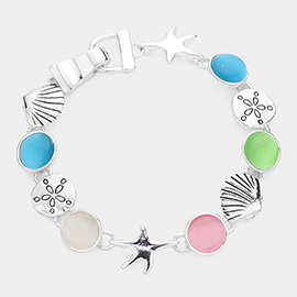 Shimmery Starfish Shell Link Magnetic Bracelet