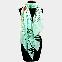 Palm tree & ship print scarf