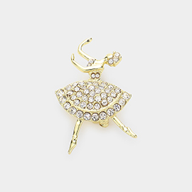 Rhinestone Embellished Ballerina Pin Brooch