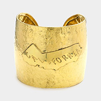 California State map Hammered Wide Metal Cuff Bracelet