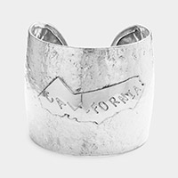 California State map Hammered Wide Metal Cuff Bracelet