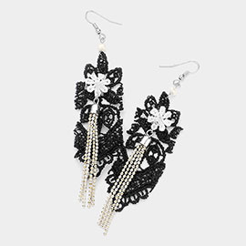 Flower Pointed Crochet Lace Dangle Earrings