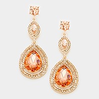 Glass crystal teardrop evening earrings