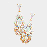 Crystal rhinestone teardrop statement evening earrings