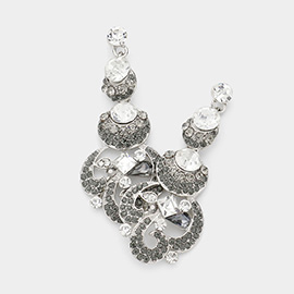 Layered crystal rhinestone bubble evening earrings