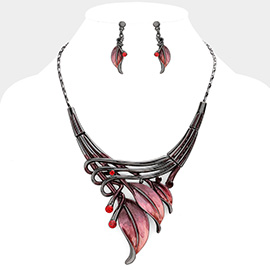 Colored Metal Rhythmical Feather Necklace