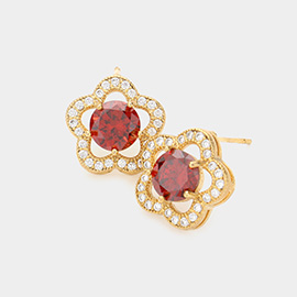 CZ Flower Stud Earrings