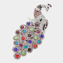 Crystal Peacock Pin Brooch