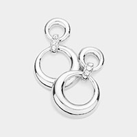 Crystal Detail Double Metal Door Knocker Hoop Earrings