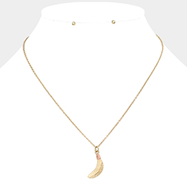 Two Tone Metal Banana Pendant Necklace