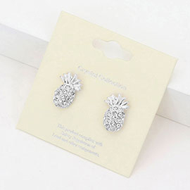 Crystal Pave Pineapple Stud Earrings