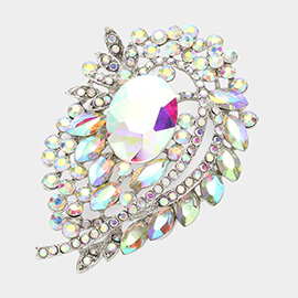 Oval Stone Accented Bouquet Pin Brooch