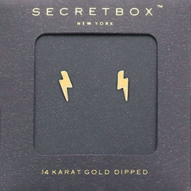 SECRET BOX_14K Gold dipped Lightning Bolt Stud Earrings