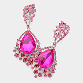 Chunky Crystal Rhinestone Teardrop Bubble Evening Earrings