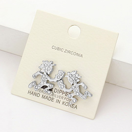 CZ Stone Paved Running Man Stud Earrings