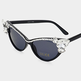 Crystal Embellished Cat Eye Sunglasses