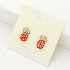 Crystal Pave Pineapple Stud Earrings