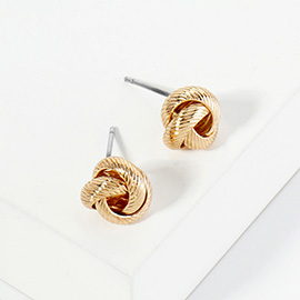 Textured Metal Love Knot Stud Earrings