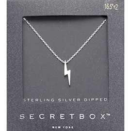 SECRET BOX_Sterling Silver Dipped Thunderbolt Pendant Necklace