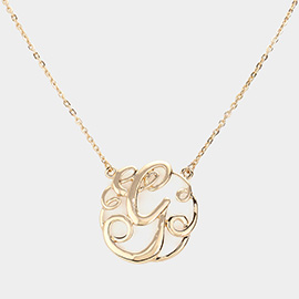 'G' Circle Script Monogram Pendant Necklace