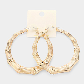 Metal bamboo hoop pin catch earrings