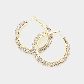 Crystal Rhinestone 1.6 Inch Hoop Earrings