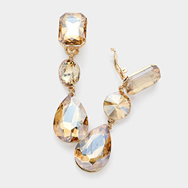 Triple glass crystal clip on earrings