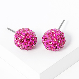 Rhinestone Pave Disco Ball Stud Earrings