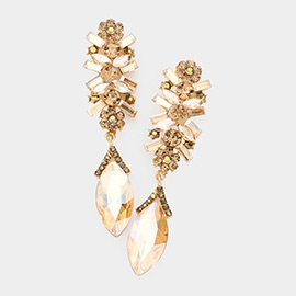 Marquise Glass Crystal Drop Evening Earrings