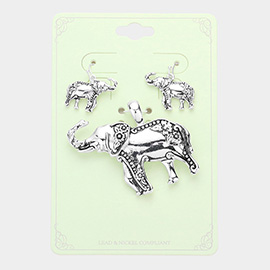 Antique Metal Elephant Pendant Set