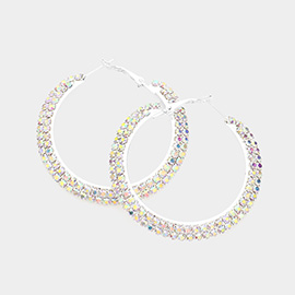 Crystal Rhinestone 2 Inch Hoop Earrings