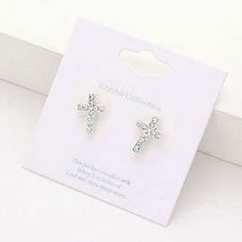 Crystal cross stud earrings