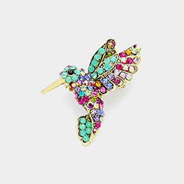 Rhinestone Paved Hummingbird Pin Brooch