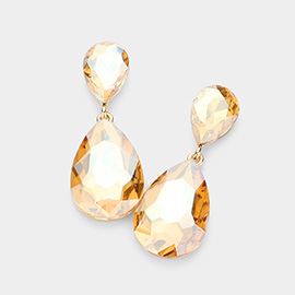 Glass Crystal Teardrop Evening Earrings