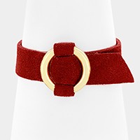 Metal hoop buckle faux suede bracelet