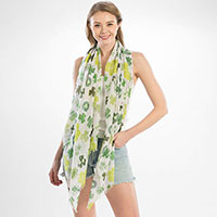 Happy St. Patrick's day clover print oblong scarf