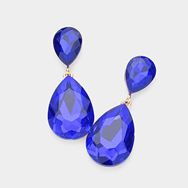 Glass Crystal Teardrop Evening Earrings