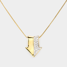 Half pave arrow pendant necklace