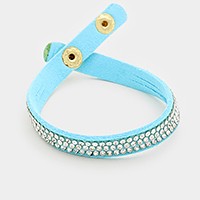 Crystal banded triple tier faux suede bracelet