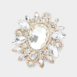 Oval Center Stone Pointed Brooch / Pendant