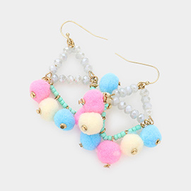 Pom Pom Trimmed Dangle Earrings