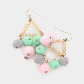 Pom Pom Trimmed Dangle Earrings